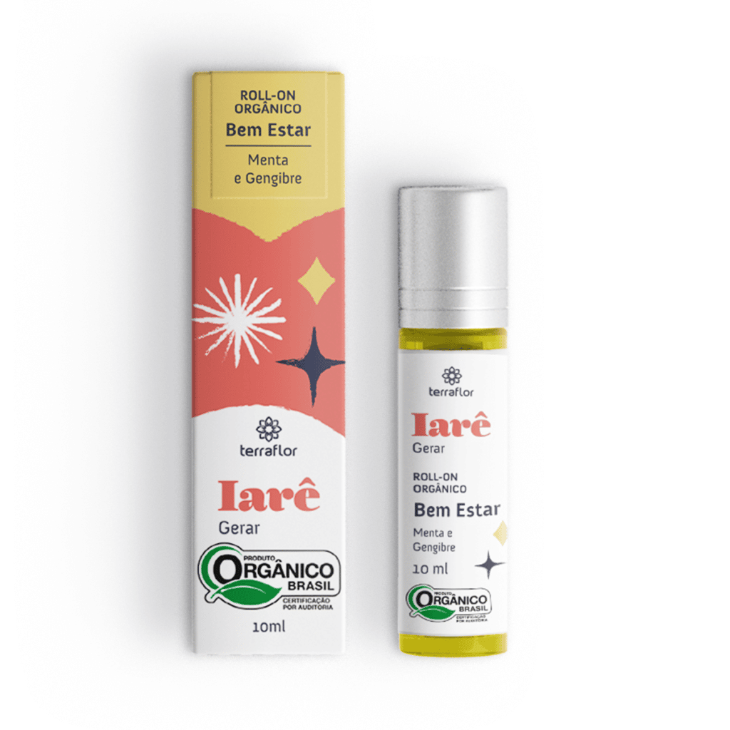 Frasco de roll on Iarê Bem-estar (Menta e Gengibre) orgânico Terra Flor