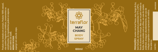 Rótulo do body spray May Chang (Litsea cubeba) Terra Flor