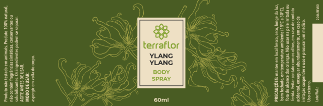 Rótulo do body spray Ylang Ylang (Cananga odorata) Terra Flor